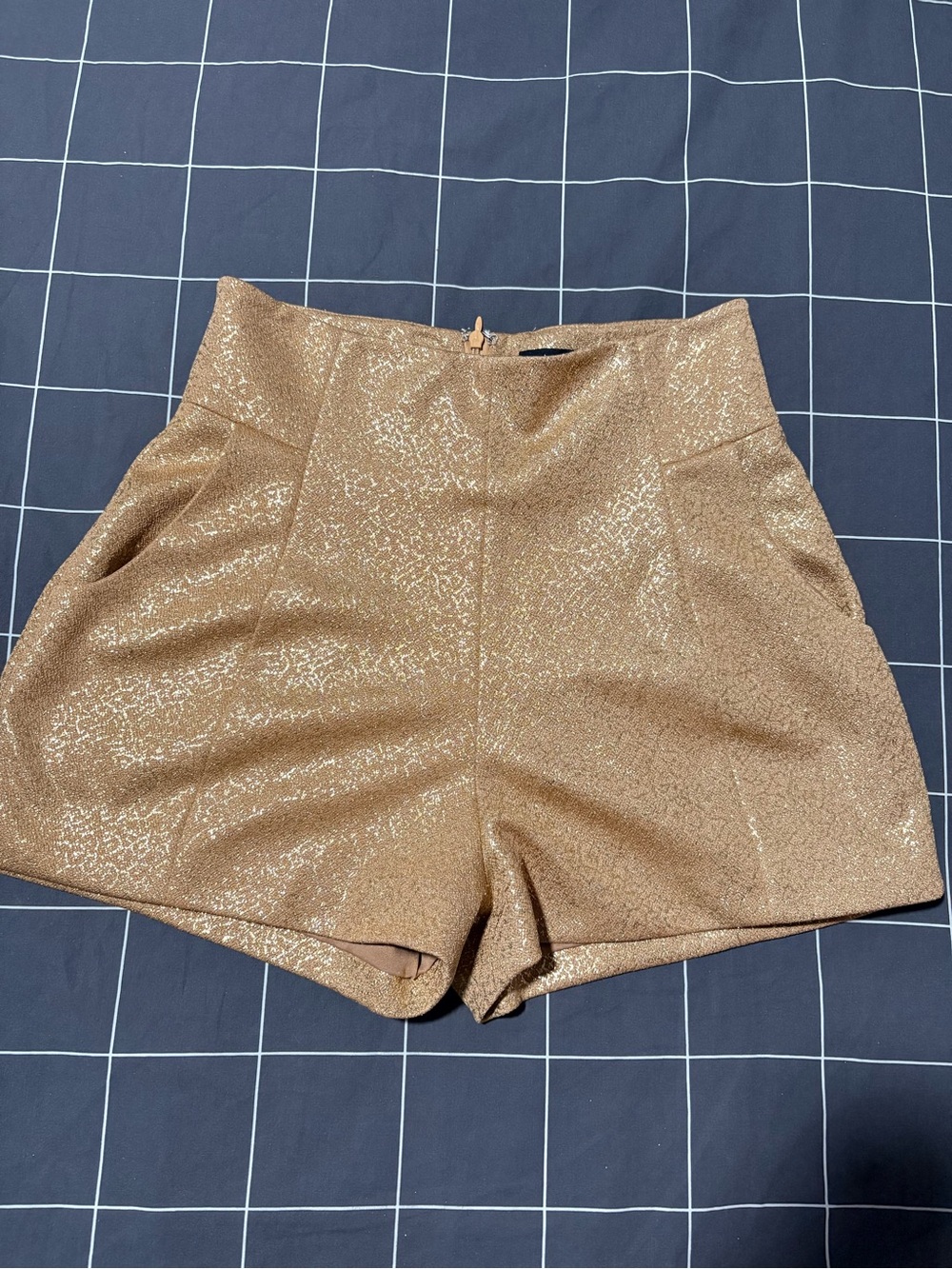 High-Waist Shimmer Gold Women's Shorts